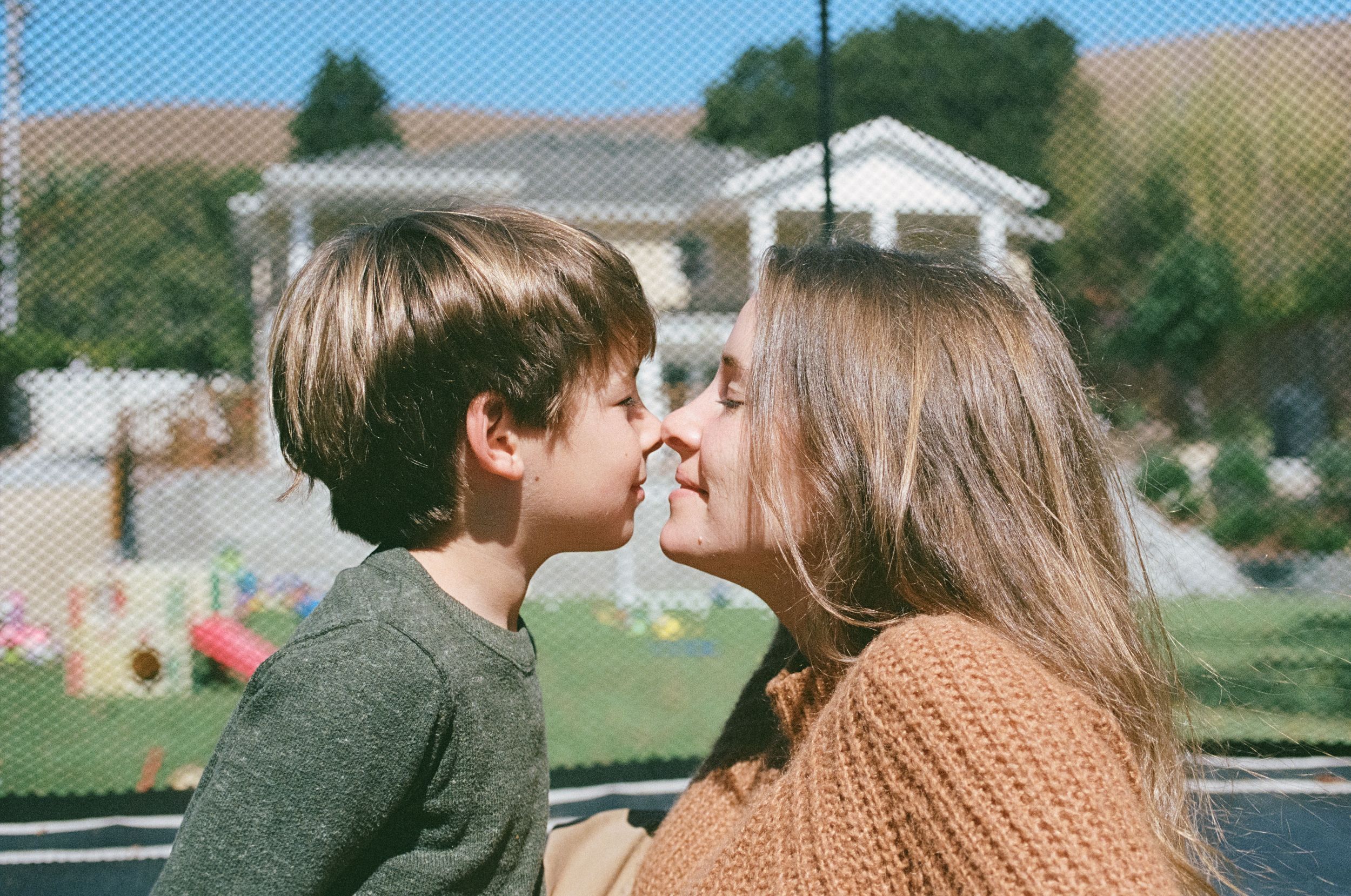 Sweet moment between parent and child at a Marin County mini session